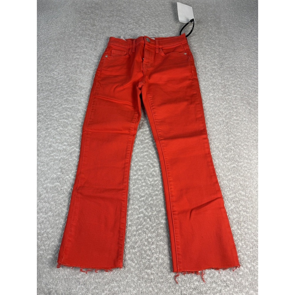 Current/Elliott Jeans Womens 23 Red The Kick Jean Fiery Cut Hem Flare Crop